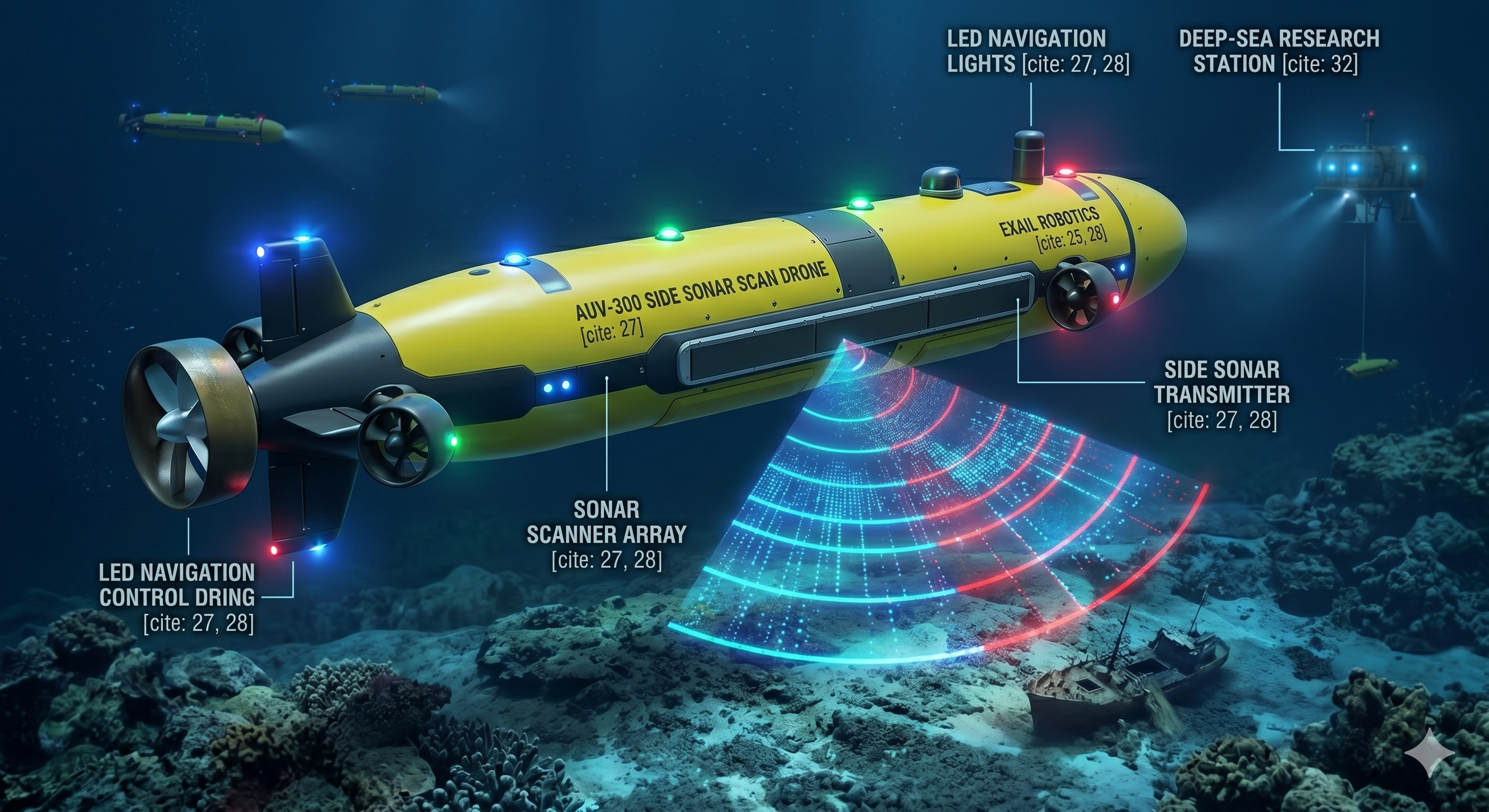 Underwater robotics visual representing the Exail Robotics Belgium internship.